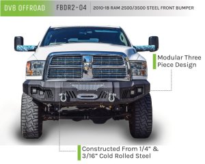Ram 2500 Bumper - Front - DV8 Offroad - Modular design with mesh aluminum grills - Sand texture black finish - `10-`18
